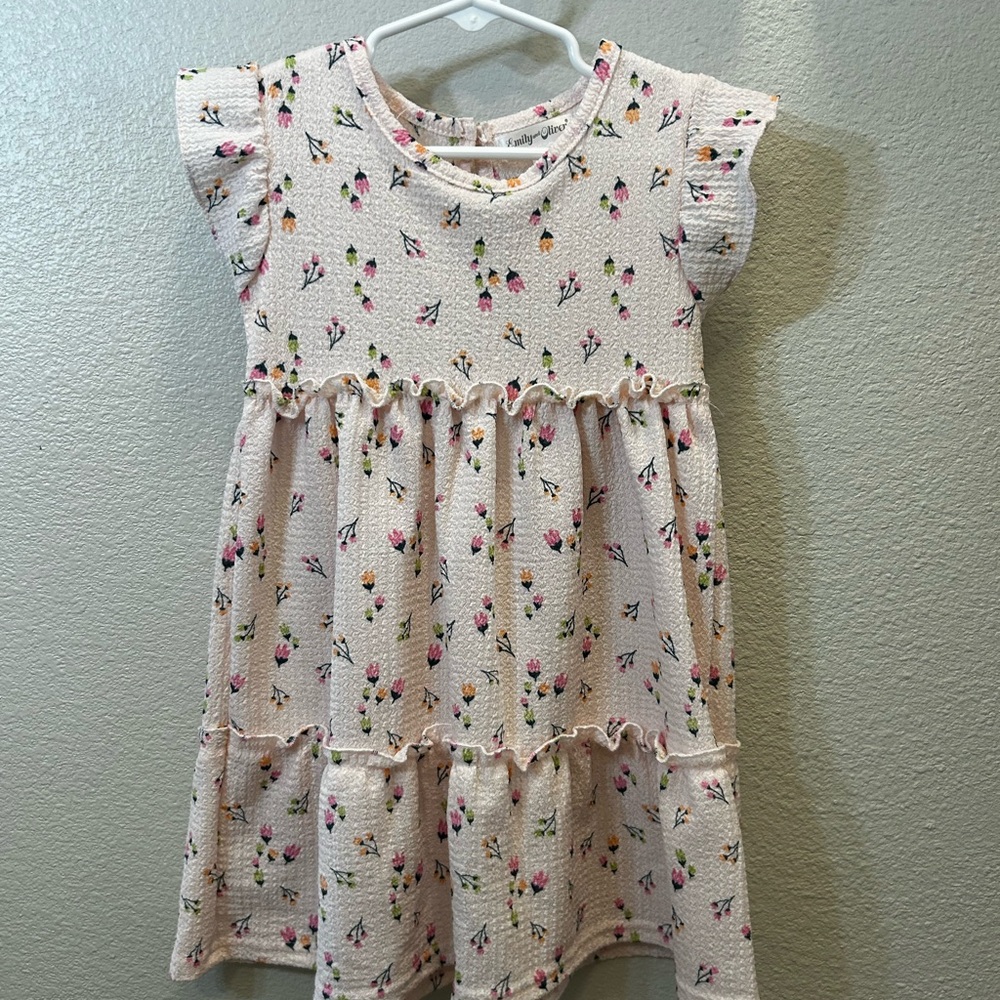 Charming Floral Kids Dress - Cream